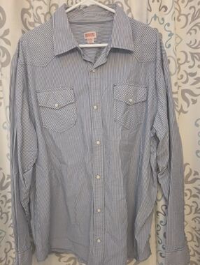 Mossimo Supply Co. Light Blue and White Striped Button-Down Shirt